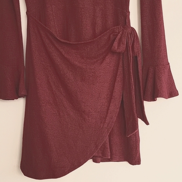 NWOT Lulus Favorite Tune Burgundy Faux Wrap Sweater Dress Size M - Picture 7 of 11